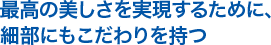 最高の美しさを実現するために、細部にもこだわりを持つ