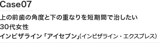Case07 上の前歯の角度と下の重なりを短期間で治したい